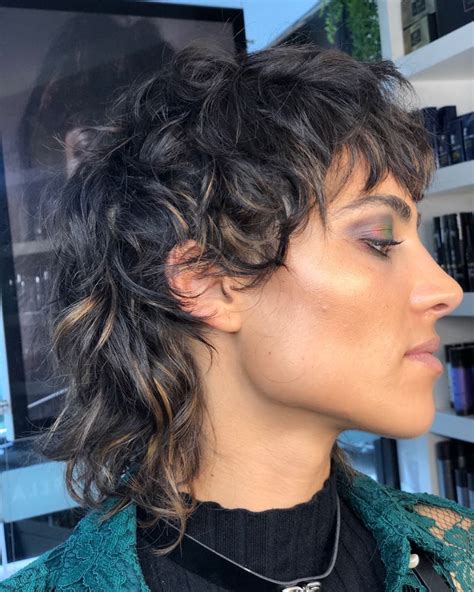 curly hair mullet|modern mullet for older women.